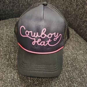 NWT Women's "Cowboy Hat" Truckers Snapback Cap Black Pink Rope Lasso Trim